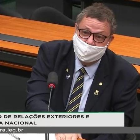 O deputado federal Coronel Armando (PSL-SC) fala em audiência pública na Comissão de Relações Exteriores da Câmara, em Brasília, no dia 07.07.2021 - Reprodução/TV Câmara