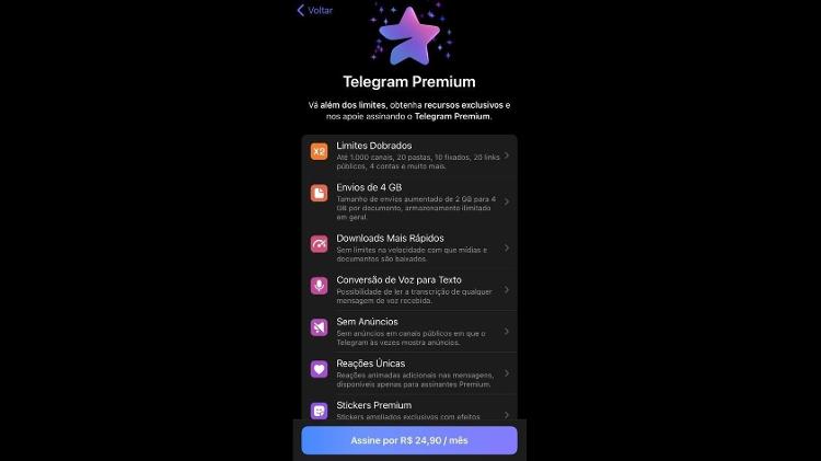 Telegram Premium vai custar R$ 24,90 - Reprodução - Reprodução