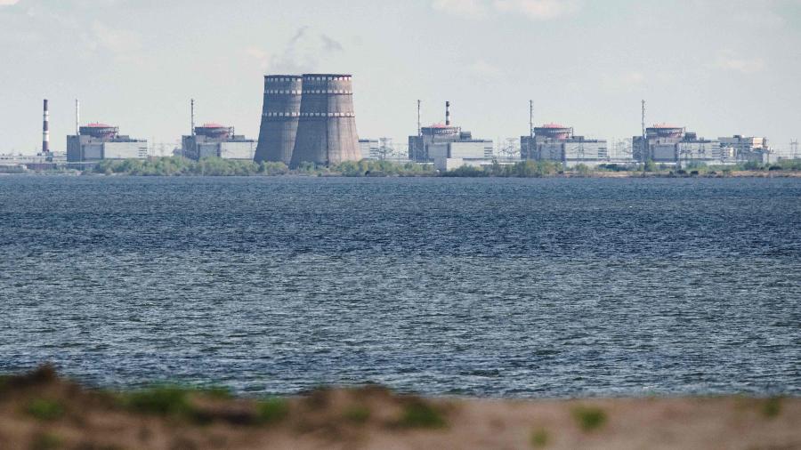 Vista da usina nuclear de Zaporizhzhia, na Ucrânia; região é controlada pela Rússia - Ed Jones/AFP