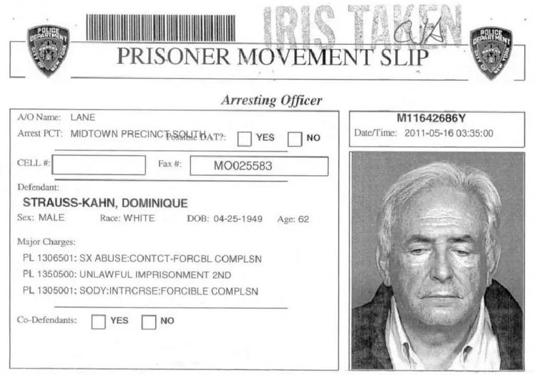 Dominique Strauss-Kahn, em foto publicada pela polícia de Nova York em maio de 2011 