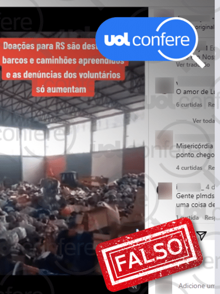 13.mai.2024 - Vídeo antigo voltou a circular acusando prefeitura de destruir doações