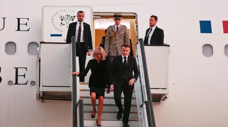 Chegada do Presidente da França Emmanuel Macron, e a esposa Brigitte Macron, ao Rio de Janeiro