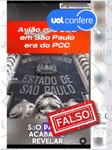 14.fev.2025 - Nem MP nem a polícia disseram haver relação entre avião que caiu e PCC