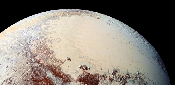 Imagem registrada pela New Horizons mostra Sputnik Planum, planície gelada de Plutão - AFP