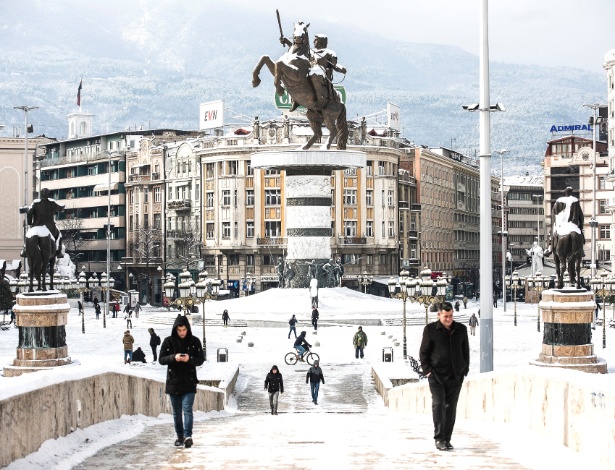 Estátua de Alexandre, o Grande, em Skopje, capital da Macedônia - Akos Stiller/The New York Times