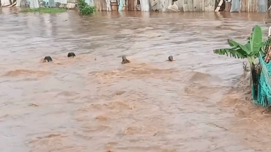 Pessoas submersas no Quênia 