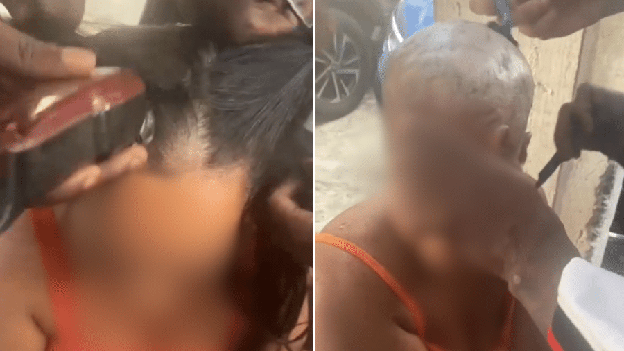 Criminosos gravaram vídeo raspando cabeça de mulheres em comunidade no Rio  - Obtido pelo UOL 