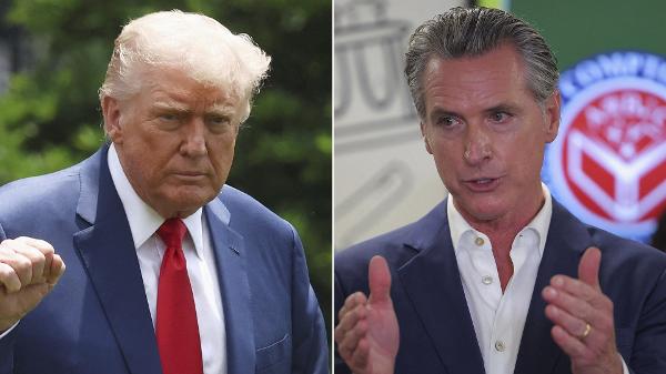 O presidente dos EUA, Donald Trump, e o governador da California, Gavin Newsom