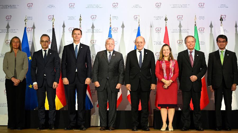 05.abr.2019 - Ministros das Relações Exteriores do G7 em encontro na França  - Damien Meyer/AFP