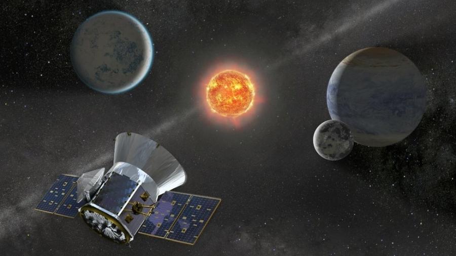 Ilustração do satélite Tess em busca de exoplanetas no espaço; missão deve ir pelo menos até 2022 - AFP PHOTO/NASA/HANDOUT