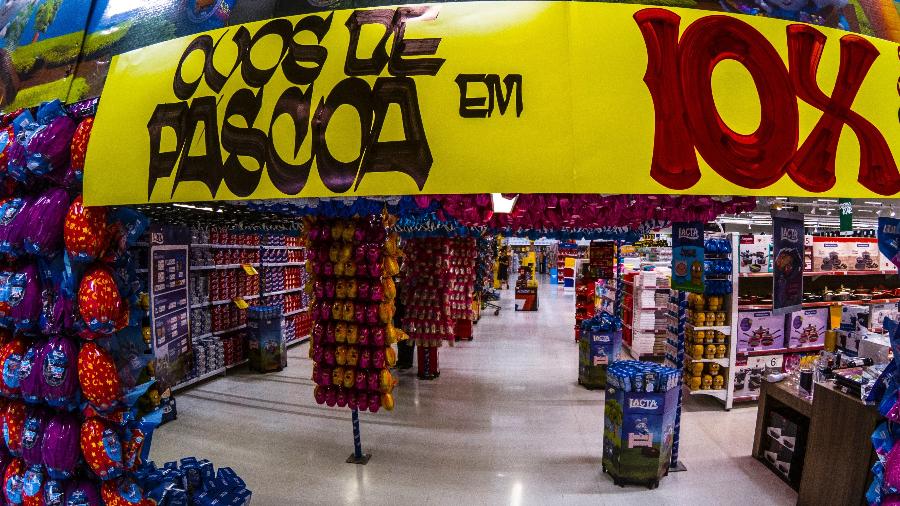 Venda de ovos de páscoa em supermercado de São Paulo em março de 2018 - Cris Faga/NurPhoto via Getty Images