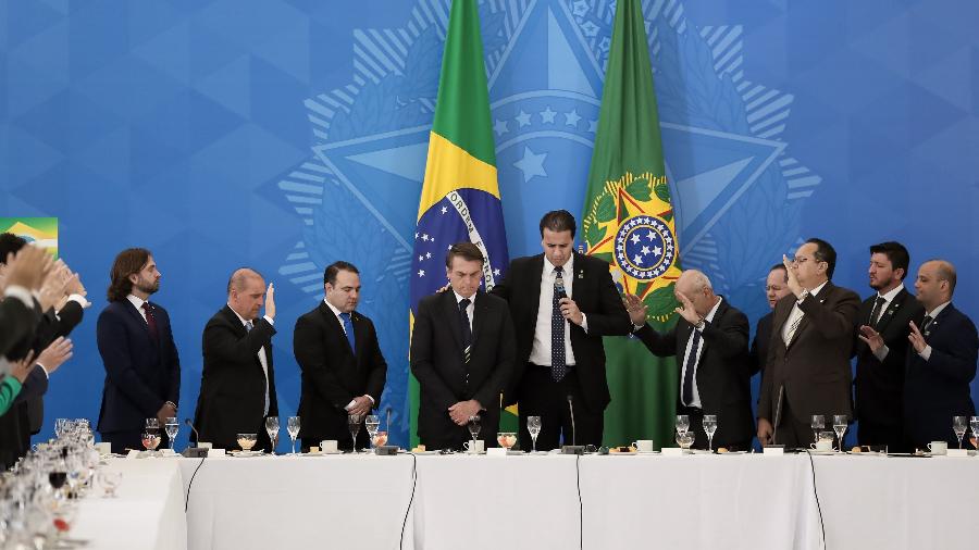 O presidente Jair Bolsonaro (PL) em café da manhã com a Frente Parlamentar Evangélica no Congresso Nacional - Marcos Corrêa/PR