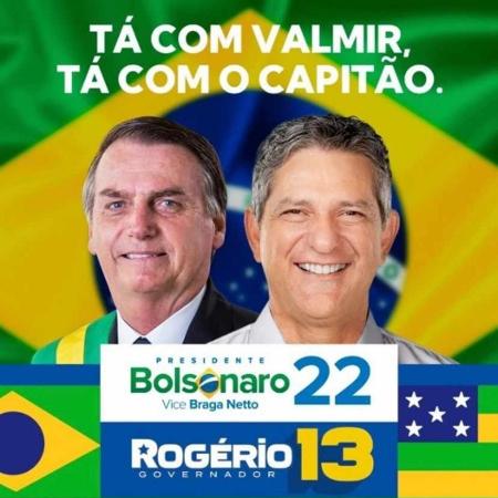 Imagem que circula nas redes sociais pede voto para Bolsonaro e Rogério (PT) em Sergipe  - Reprodução 