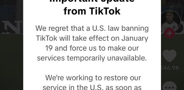 TikTok diz aos usuários que estará 'temporariamente indisponível' nos EUA