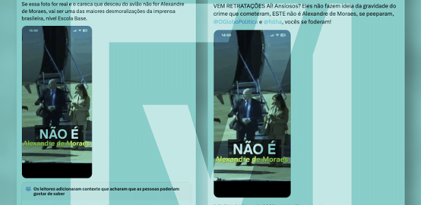 Imagem de Moraes desembarcando de avião ligado a Vorcaro é verdadeira