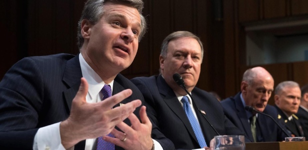 Os diretores do FBI e da CIA testemunham contra a Huawei no Senado americano - Saul Loeb/AFP