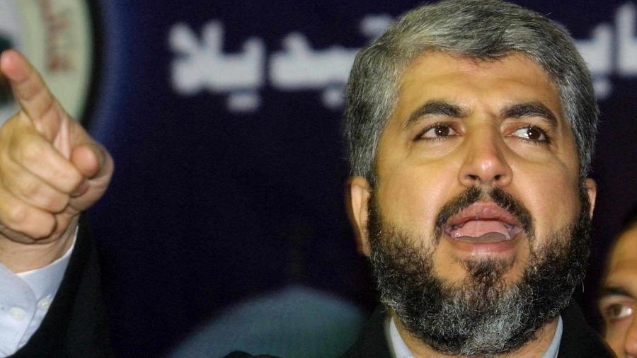 29.mar.2002 - Líder do Hamas, Khaled Mashal durante discurso em Damasco, na Síria