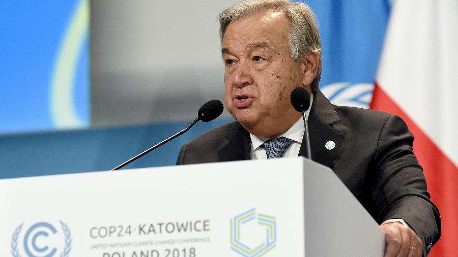 3.dez.2018 - O secretário-geral da ONU, Antonio Guterres, na abertura da COP-24 - Janek Skarzynski/AFP