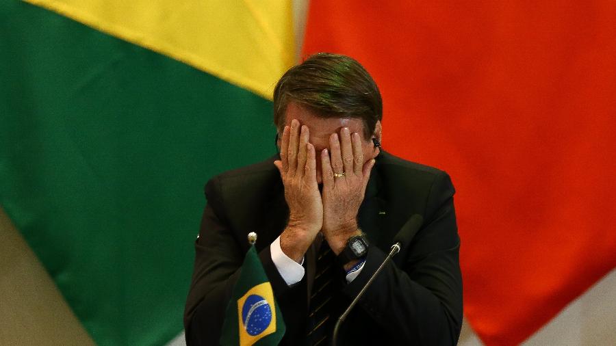 14.nov.2019 - O presidente Jair Bolsonaro participa de reunião de cúpula dos Brics, no Palácio do Itamaraty - Pedro Ladeira/Folhapress