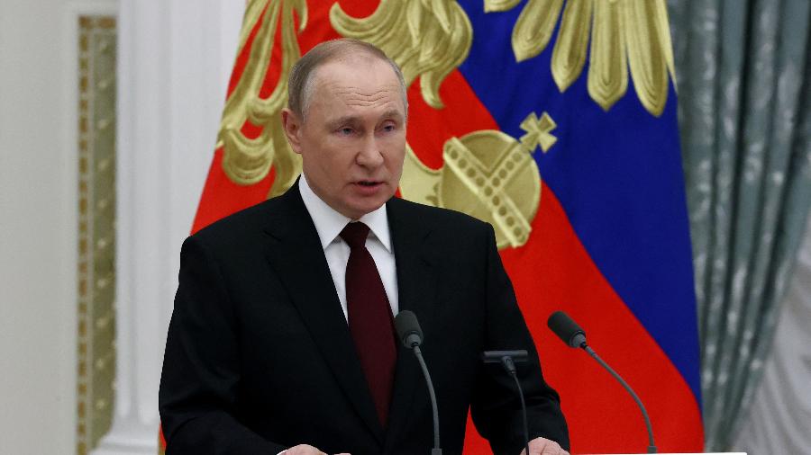 Presidente Vladimir Putin afirmou que a expansão da Otan para o leste europeu acontece "às custas das ex-repúblicas soviéticas, incluindo a Ucrânia" - Sergei Karpukhin/Pool/AFP