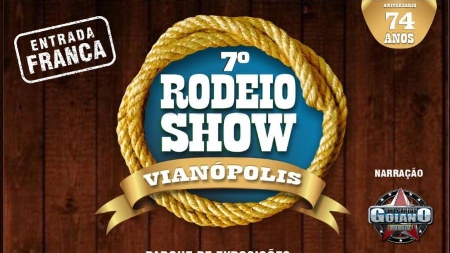 7º Rodeio Show de Vianópolis, entre 18 e 21 de agosto em Vianópolis (GO), terá entrada gratuita e shows de 4 duplas sertanejas - Divulgação