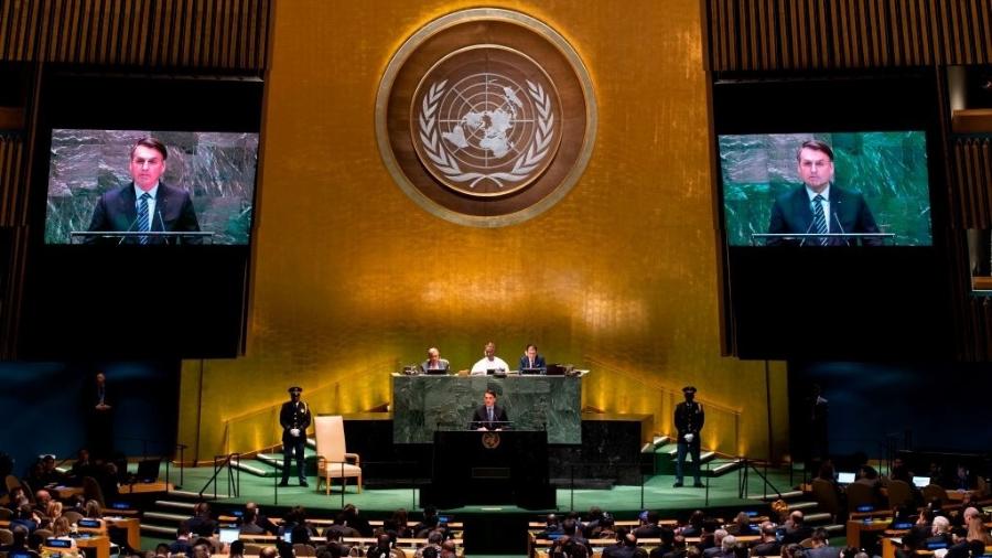 Como de praxe, Bolsonaro será o primeiro a discursar na sessão de debates da Assembleia-Geral da ONU nesta terça-feira - JOHANNES EISELE/AFP via Getty Images