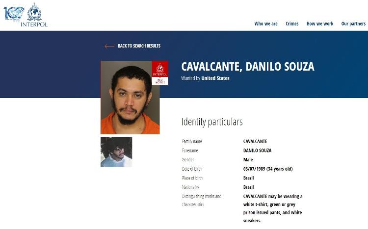 Danilo Cavalcante entrou para a lista vermelha da Interpol