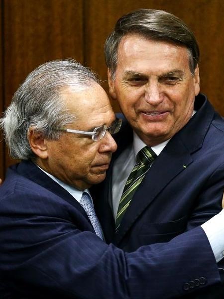 O ministro da Economia, Paulo Guedes, e o presidente Jair Bolsonaro (PSL) - Marcelo Camargo/Agência Brasil