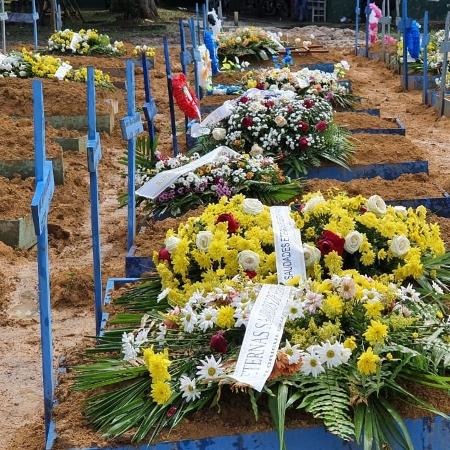 Cemitério Parque em Manaus, lotado por mortes devido à covid-19; número de mortos por pode chegar a 4 mil por dia até o fim de abril - Carlos Madeiro/UOL