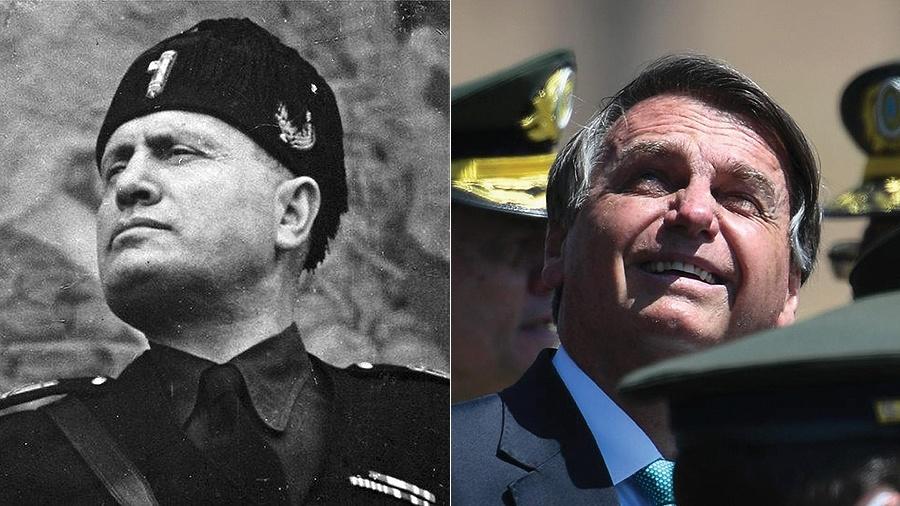 O ditador italiano Benito Mussolini (à esq.) e o presidente Jair Bolsonaro - Getty Images e Mateus Bonomi/Agif - Agência de Fotografia/Estadão Conteúdo