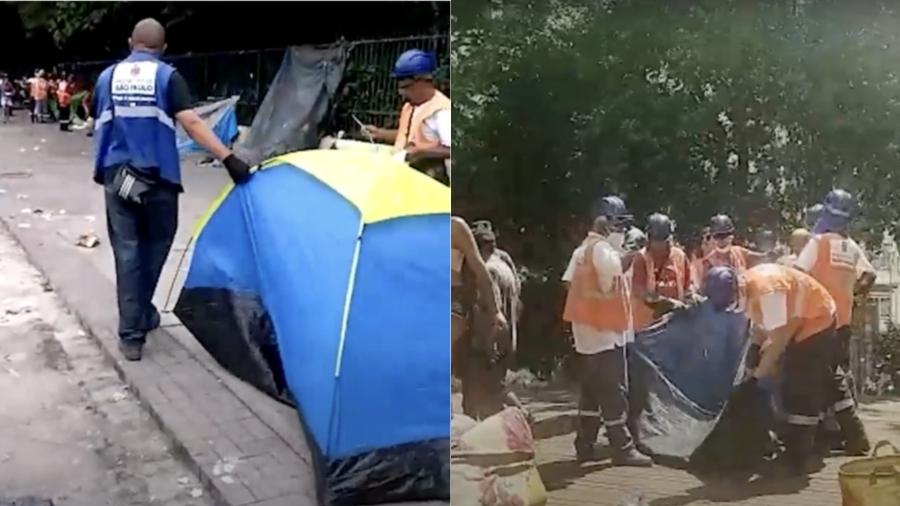 Prefeitura de São Paulo remove barracas e pertences de pessoas em situação de rua - Reprodução
