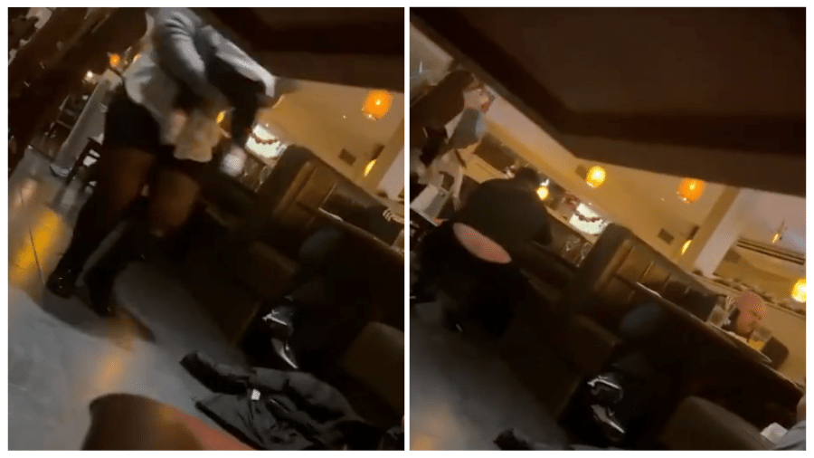 Vídeos que circularam nas redes mostram as pessoas correndo no interior do restaurante e se abrigando sob as mesas