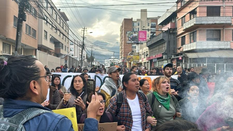Protesto contra a mineração no Equador - Confederação de Nacionalidades Indígenas do Equador
