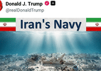 Após ameaças, Trump publica imagem de navios afundados: 'Marinha iraniana'