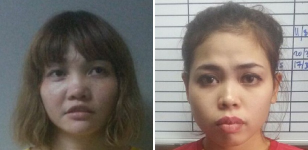 A vietnamita Doan Thi Huong (esq.) e a indonésia Siti Ashyah, suspeitas de matar Kim Jong-nam - Polícia Real da Malásia/AFP