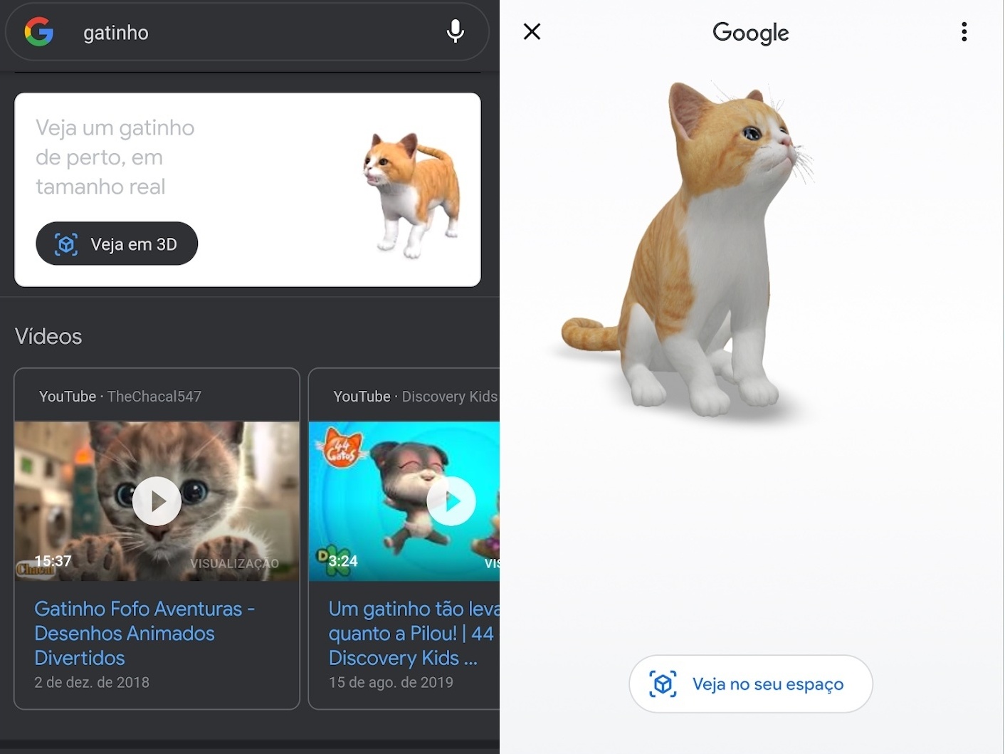 Animais 3D em tamanho real: Google disponibiliza animação para