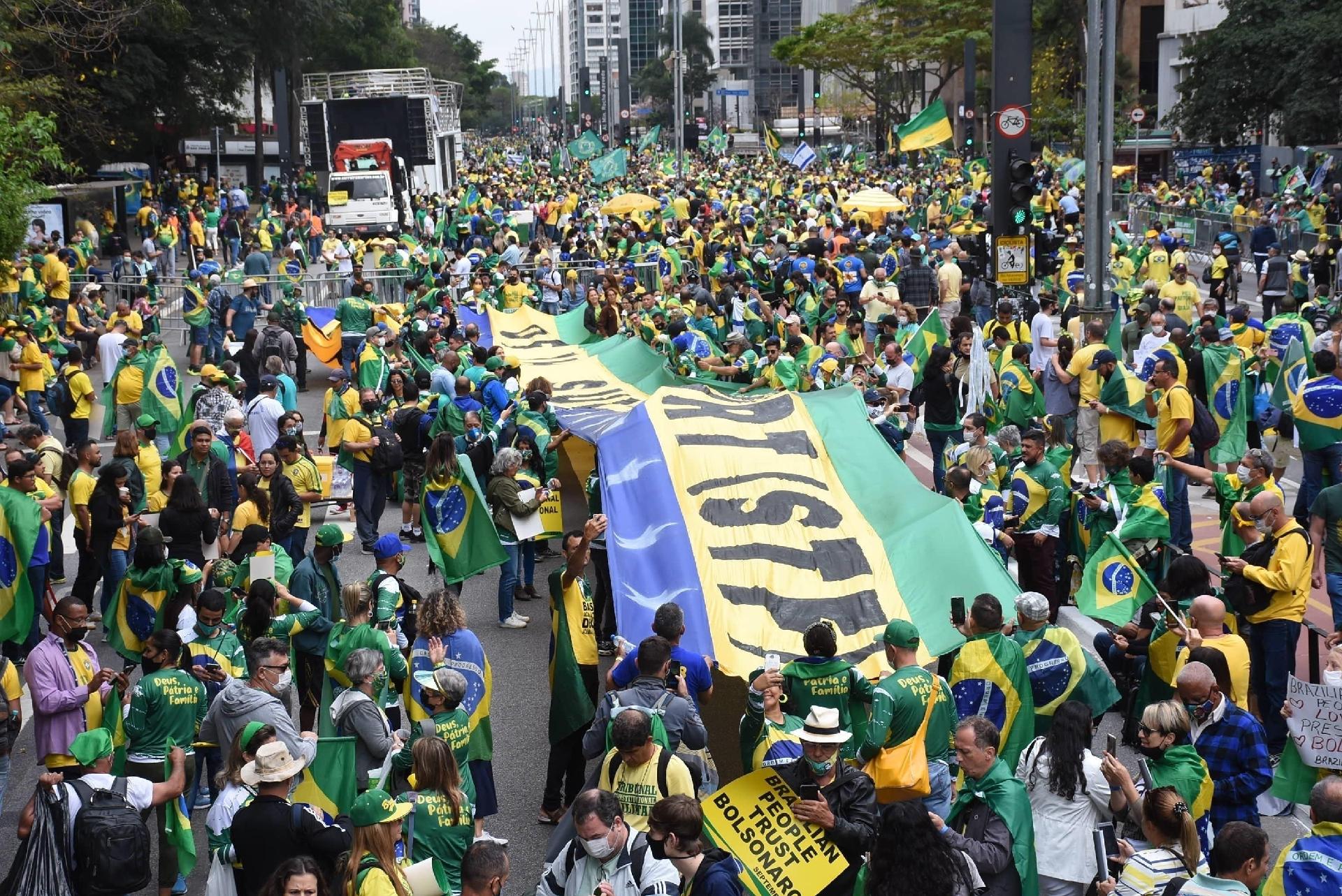 7.set.2021 - Protesto de 7 de Setembro, a favor do Presidente Jair Bolsonaro, realizado na Avenida Paulista, em São Paulo - CELSO LUIX/ESTADÃO CONTEÚDO