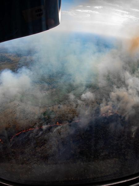 KC-390 Millennium sobrevoa áreas com incêndio no Pantanal