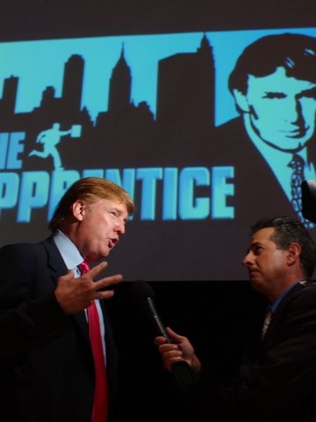 Donald Trump durante gravação do programa "O Aprendiz" da rede de televisão americana NBC - Amanda Edwards/Getty Images/AFP