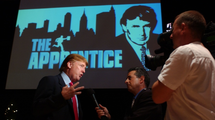 Donald Trump durante gravação do programa "O Aprendiz" da rede de televisão americana NBC - Amanda Edwards/Getty Images/AFP