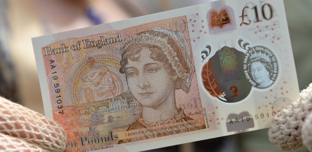 Nova nota de 10 libras estampa o rosto da escritora Jane Austen - Chris J. Ratcliffe/AFP Photo