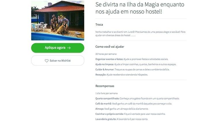 - anuncio de hostel na praia jurere internacional em florianopolis sc 1549043930478 v2 750x421 - Hostels em SC dão trabalho por comida e hospedagem, mas pode ser ilegal Reprodução - anuncio de hostel na praia jurere internacional em florianopolis sc 1549043930478 v2 750x421 - Hostels em SC dão trabalho por comida e hospedagem, mas pode ser ilegal