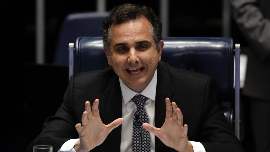 20.fev.2024 - Senador Rodrigo Pacheco (PSD-MG) durante votação do projeto de lei que proíbe a 'saidinha' temporária