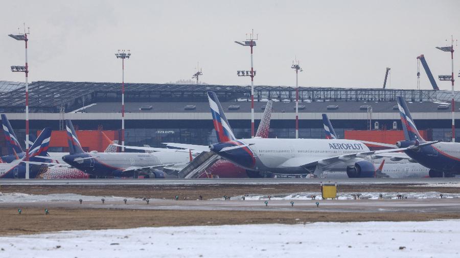 Aviões da companhia áerea russa aeroflot no Aeroporto Internacional Sheremetyevo em Moscou, Rússia - Marina Lystseva/Reuters