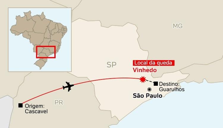 Mapa do local da queda 