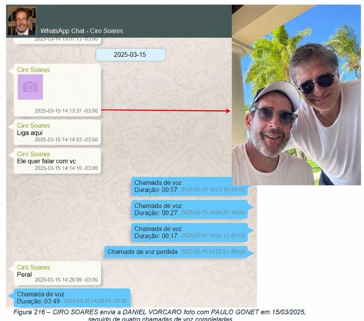 Mensagens mostram o advogado Ciro Soares enviando para Vorcaro foto com Paulo Gonet