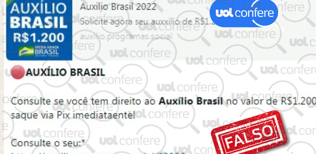 Auxílio Brasil: É falsa mensagem no Whatsapp que promete R$ 1.200