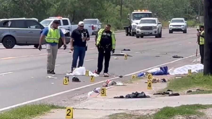 7.mai.2023 - Motorista no Texas atropelou grupo sentado em meio-fio e matou ao menos 7 pessoas - Reprodução