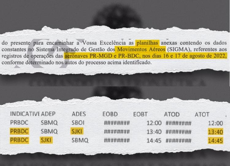 Documento do Decea da FAB mostra viagens para o aeroporto dos Alcolumbre