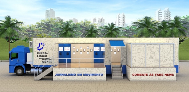 Carreta do projeto itinerante de combate a fake news "Jornalismo em Movimento" - Divulgação